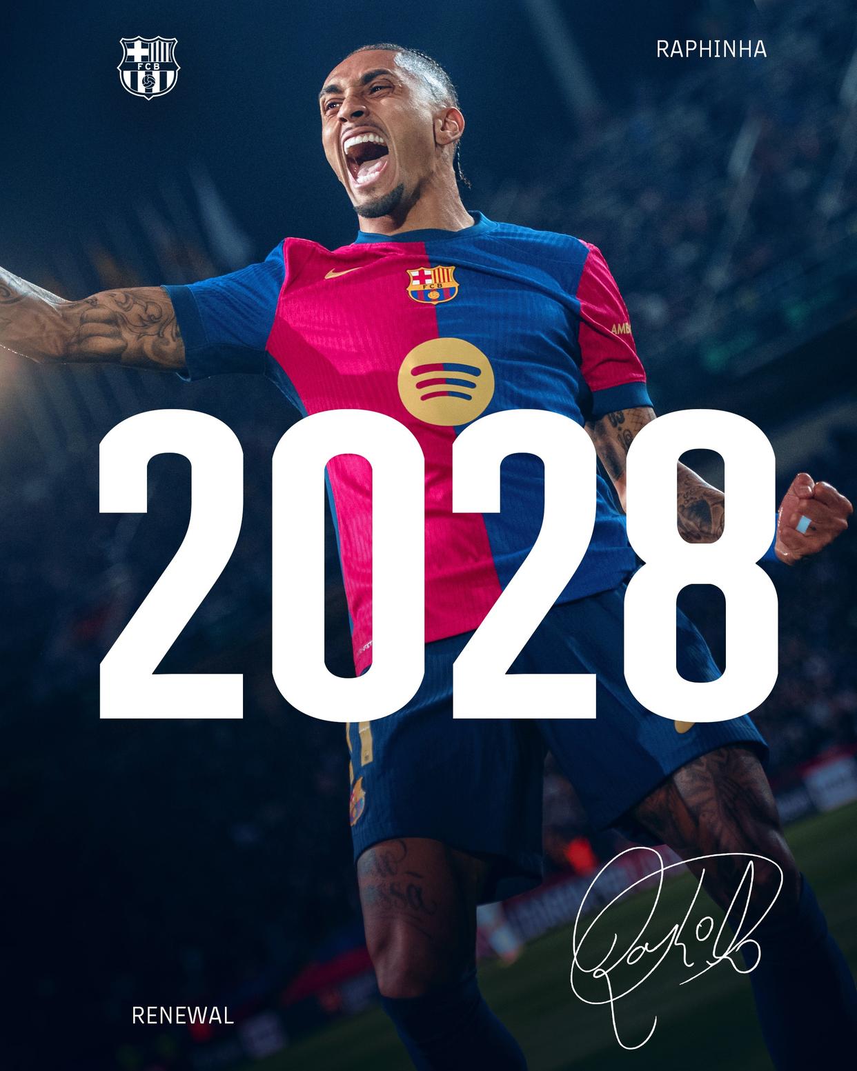 拉菲尼亚与巴塞罗那续约至2028年6月